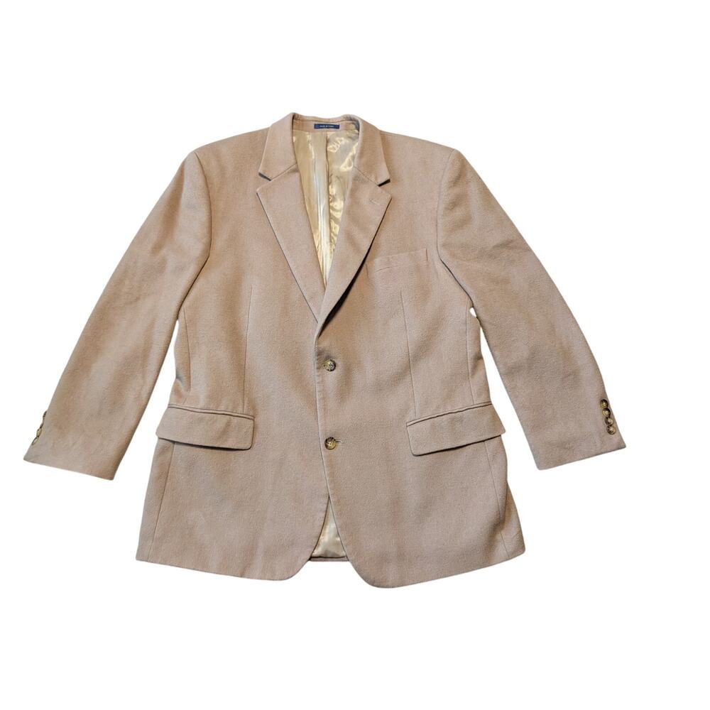 Club Room Men's Large Tan Wool Silk Cashmere Blend 2 Button Sport Coat Jacket; L